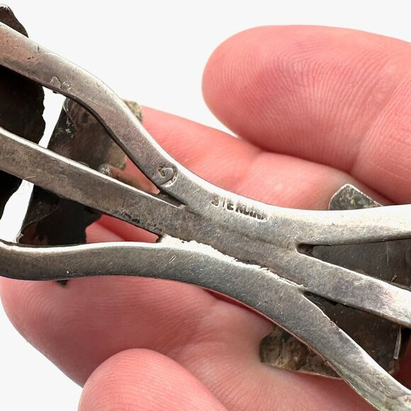 Vintage Native American Hallmarked Turquoise Bracelet Sterling Silver Watch Cuff - Picture 8 of 9